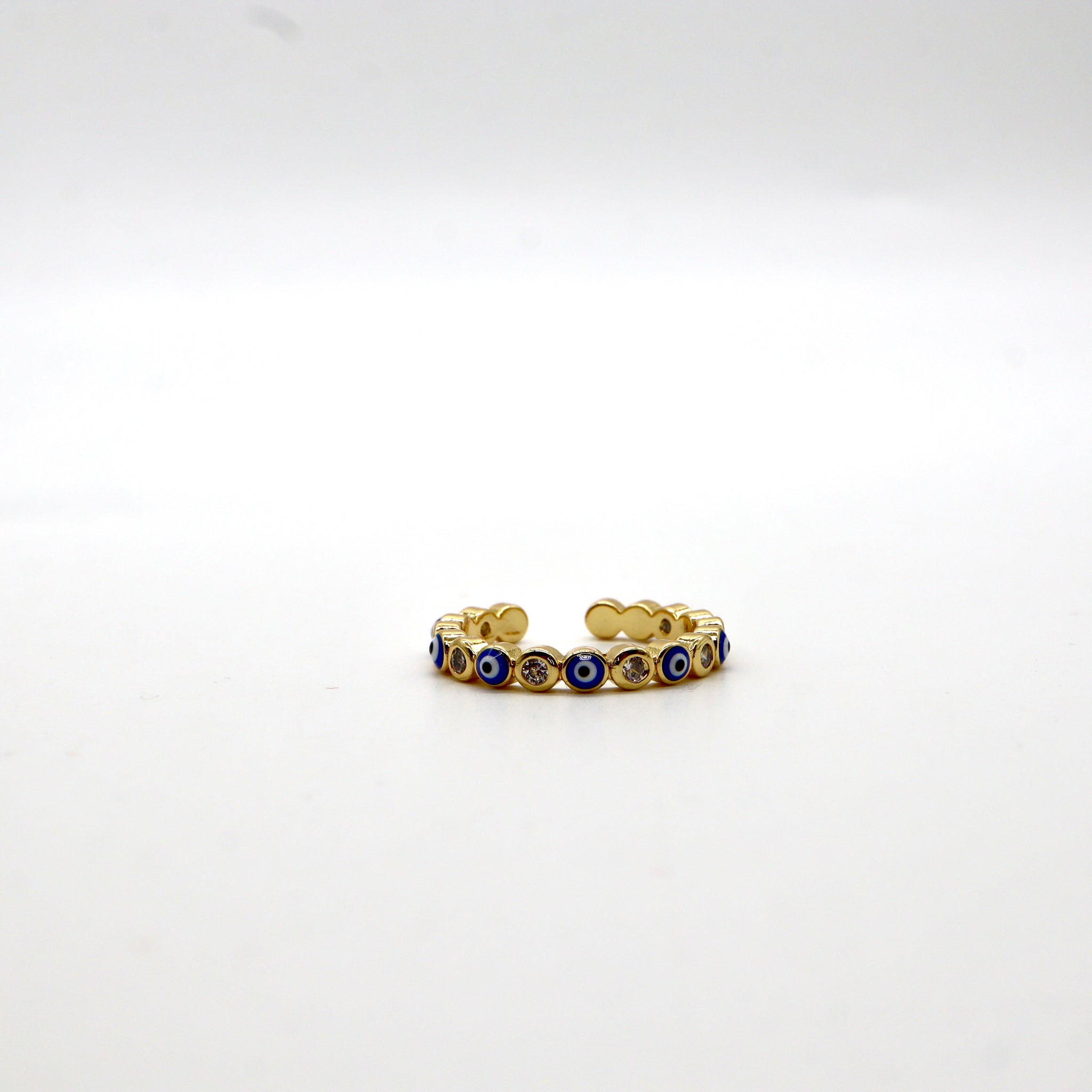 Gold-Plated Evil Eye Adjustable Ring – Symbol of Protection