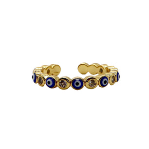 Gold-Plated Evil Eye Adjustable Ring – Symbol of Protection