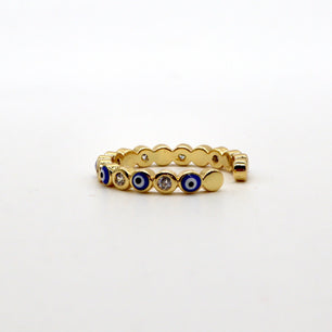 Gold-Plated Evil Eye Adjustable Ring – Symbol of Protection