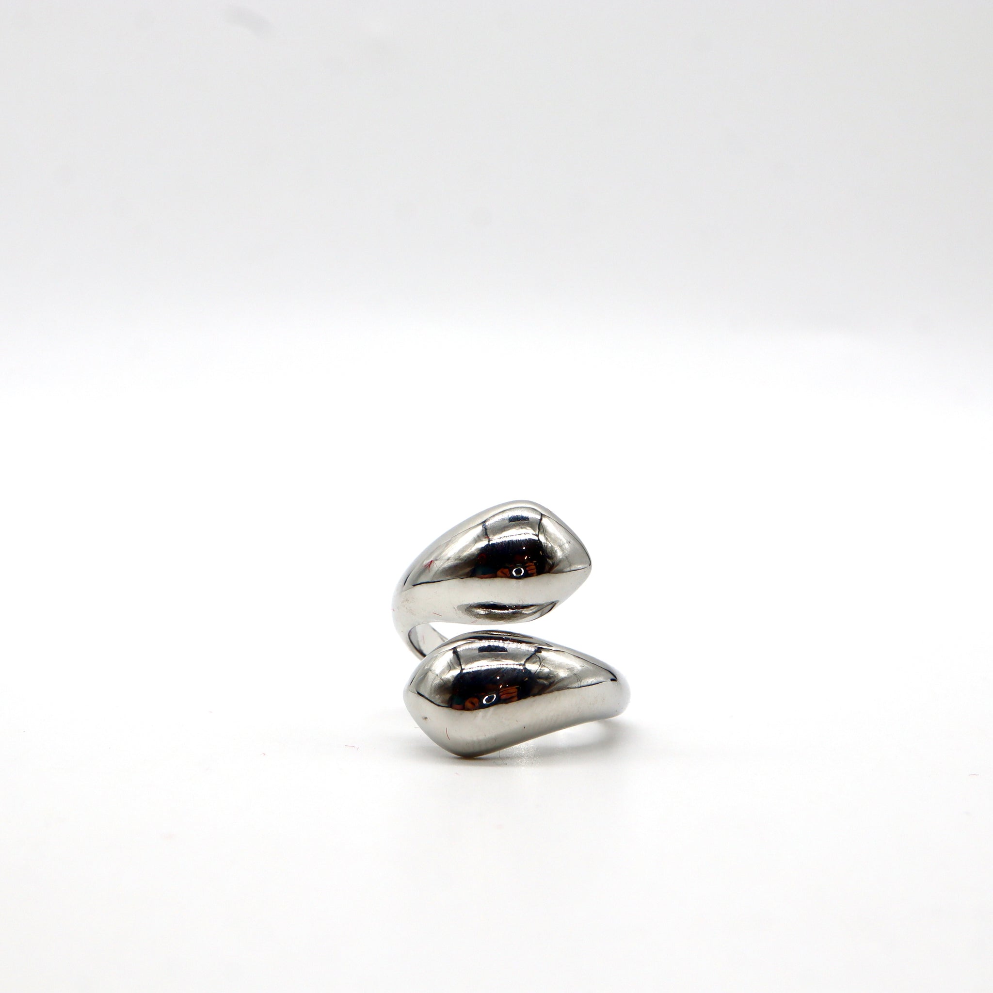 Silver Twist Open Ring – Adjustable Stainless Steel Statement Ring