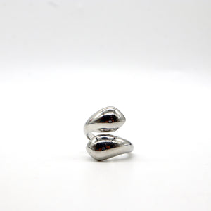 Silver Twist Open Ring – Adjustable Stainless Steel Statement Ring