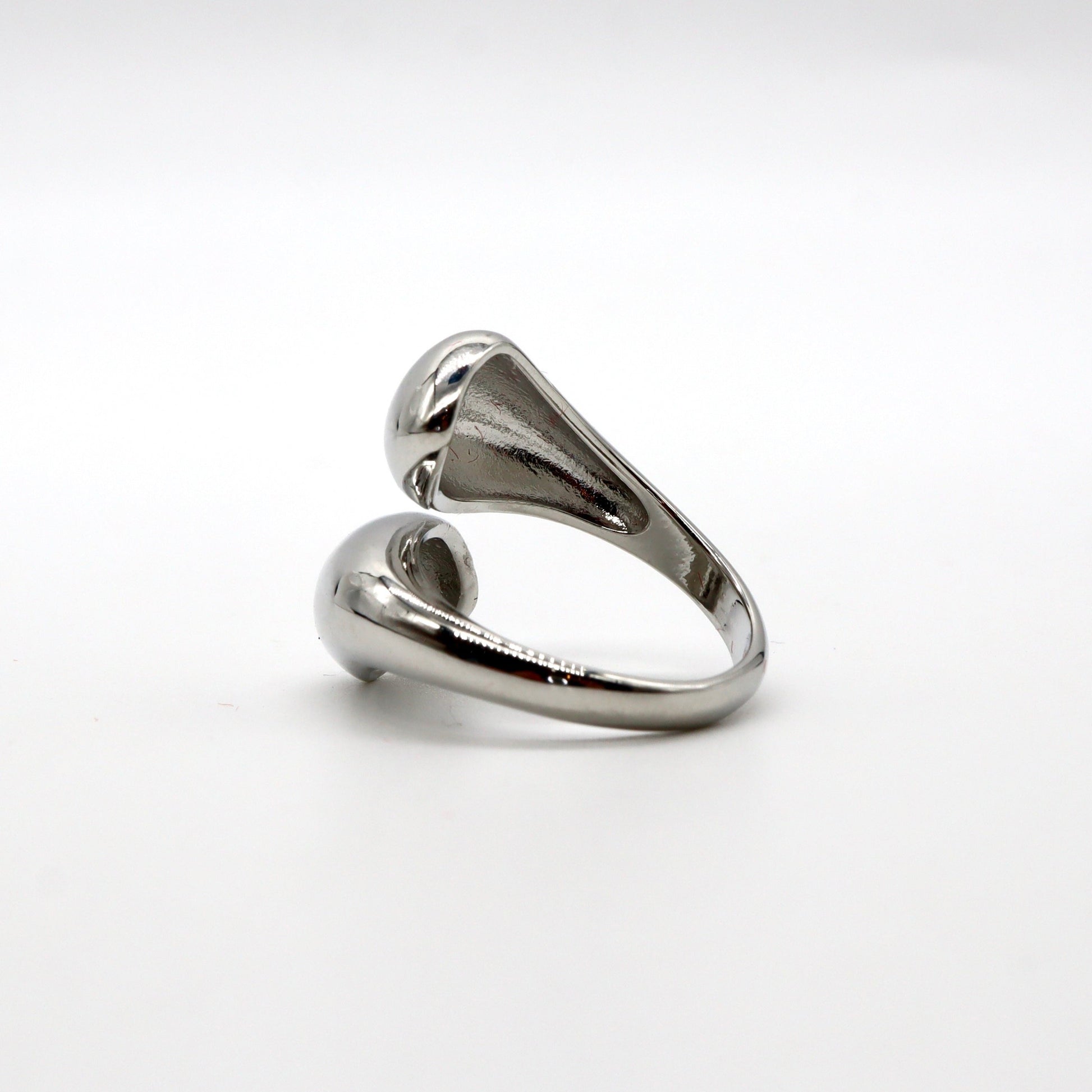 Silver Twist Open Ring – Adjustable Stainless Steel Statement Ring