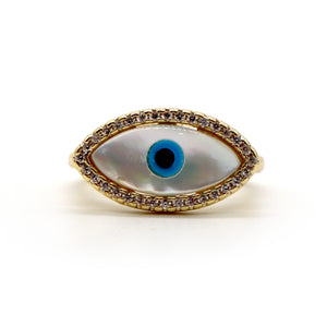 18K Gold-Plated Evil Eye Ring – Adjustable Protective Design