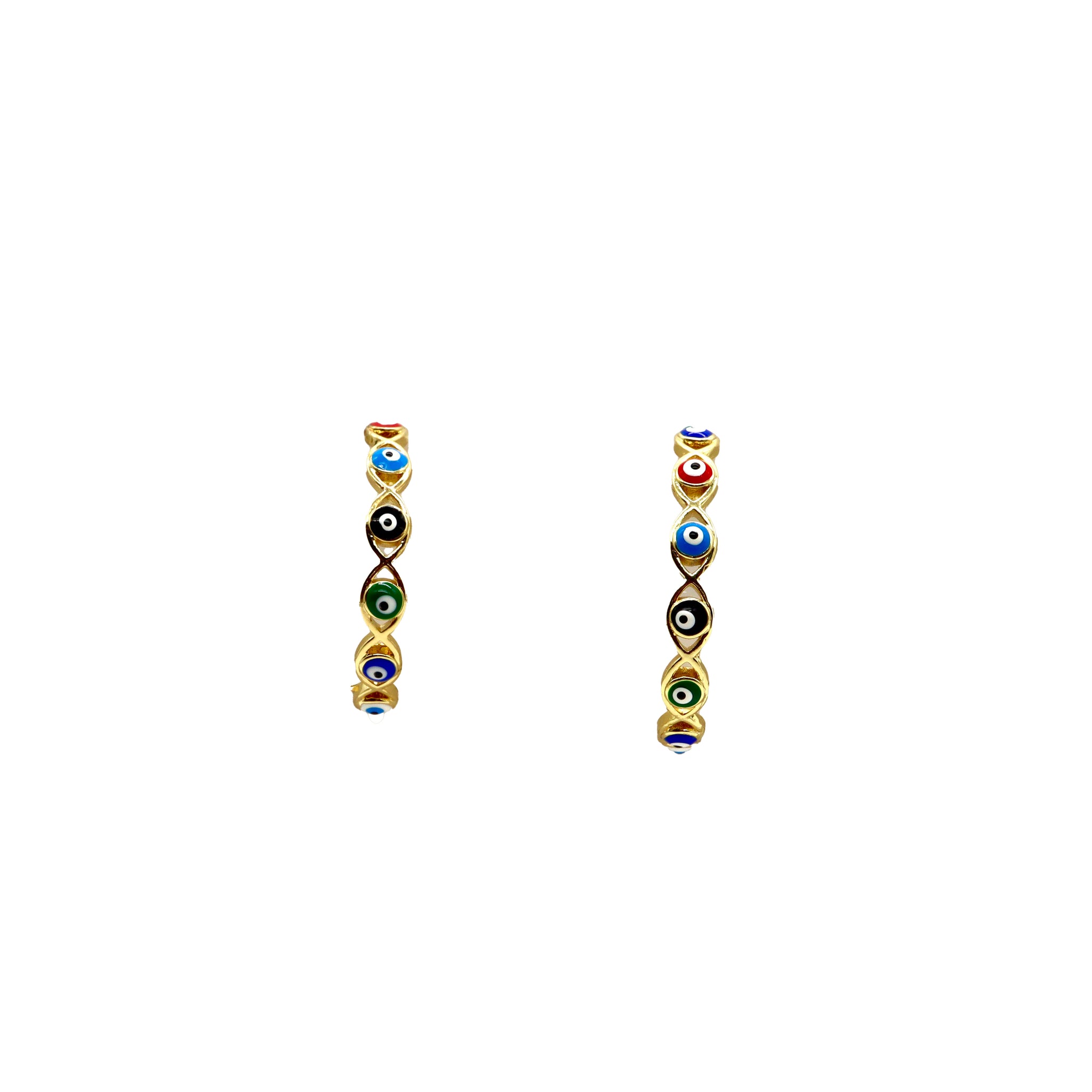 ROMALI 18k Gold-Plated Multi-Colored Evil Eye Hoop Earrings