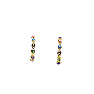 ROMALI 18k Gold-Plated Multi-Colored Evil Eye Hoop Earrings