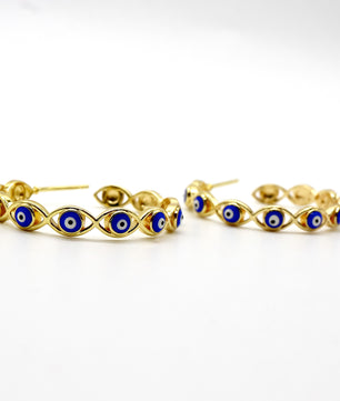 ROMALI 18k Gold-Plated Evil Eye Hoop Earrings - ROMALI