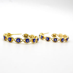 ROMALI 18k Gold-Plated Evil Eye Hoop Earrings