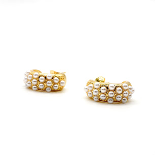 ROMALI 18K Gold-Plated Pearl Cluster Hoop Earrings