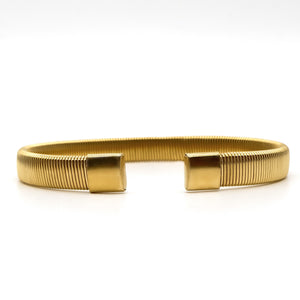 ROMALI 18K Gold-Plated Ribbed Cuff Bracelet