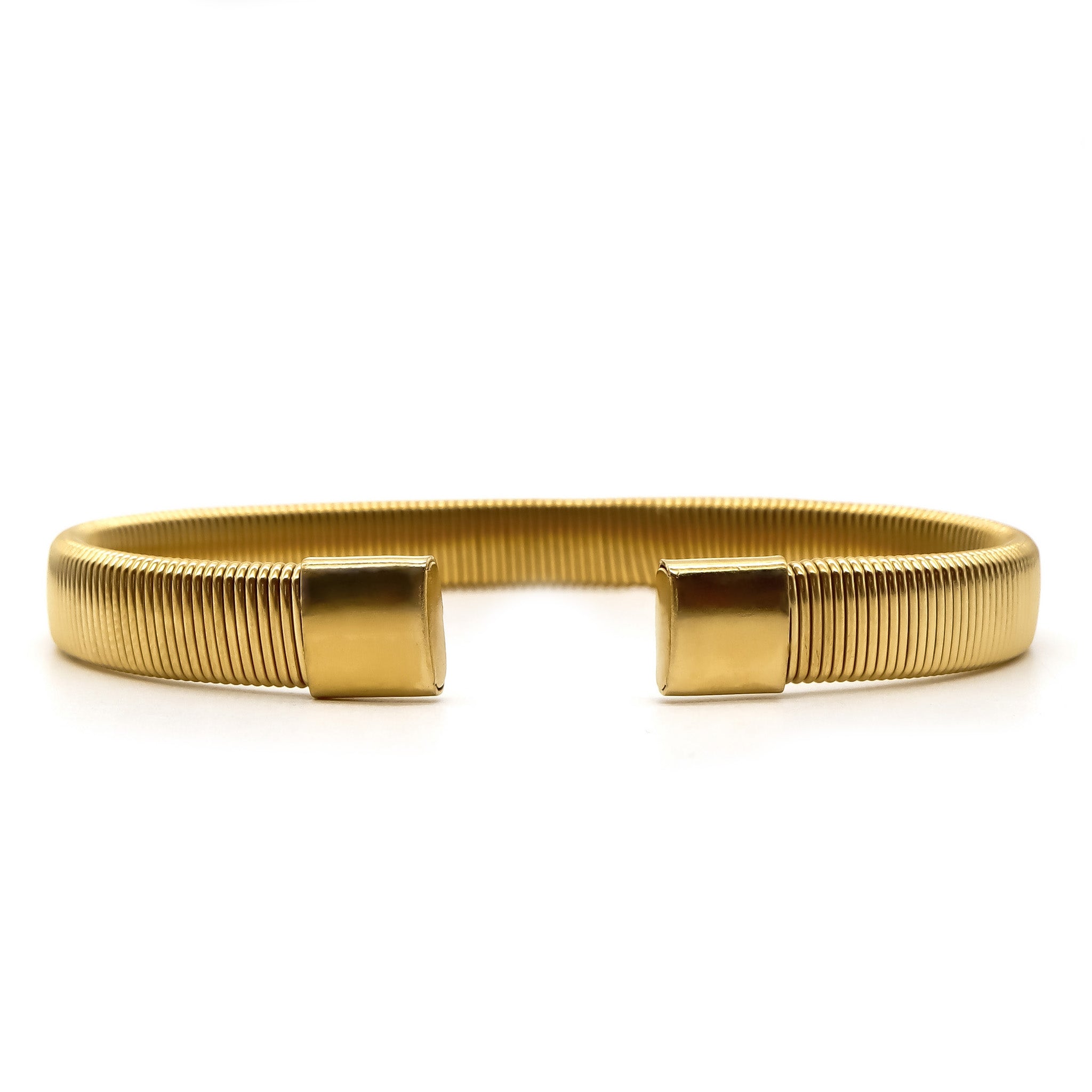 ROMALI 18K Gold-Plated Ribbed Cuff Bracelet