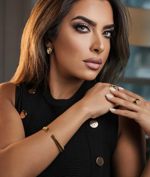 ROMALI 18K Gold-Plated Ribbed Cuff Bracelet - ROMALI