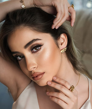 ROMALI 18K Gold-Plated Textured Bow Stud Earrings - ROMALI