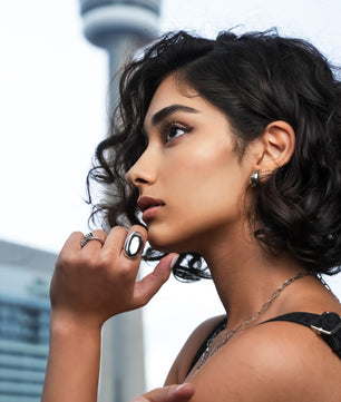 ROMALI Bold Dome Silver Ring – High-Polish Stainless Steel Statement - ROMALI