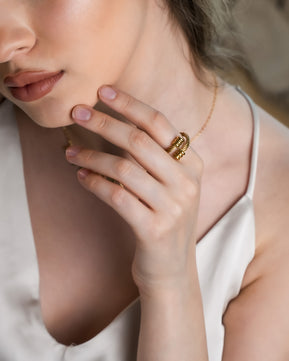 ROMALI 18K Gold-Plated Twisted Cable Ring