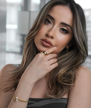 ROMALI 18K Gold-Plated Beaded Cuff Bracelet with Pearl Accents - ROMALI