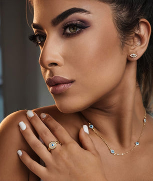 18k Gold-Plated Evil Eye Chain Necklace - ROMALI