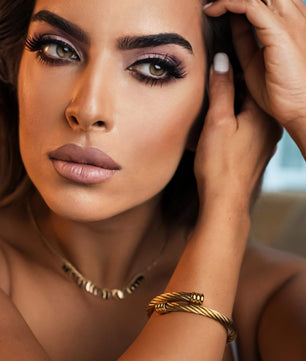 ROMALI 18K Gold-Plated Golden Cable Bracelet- Adjustable Bangle - ROMALI