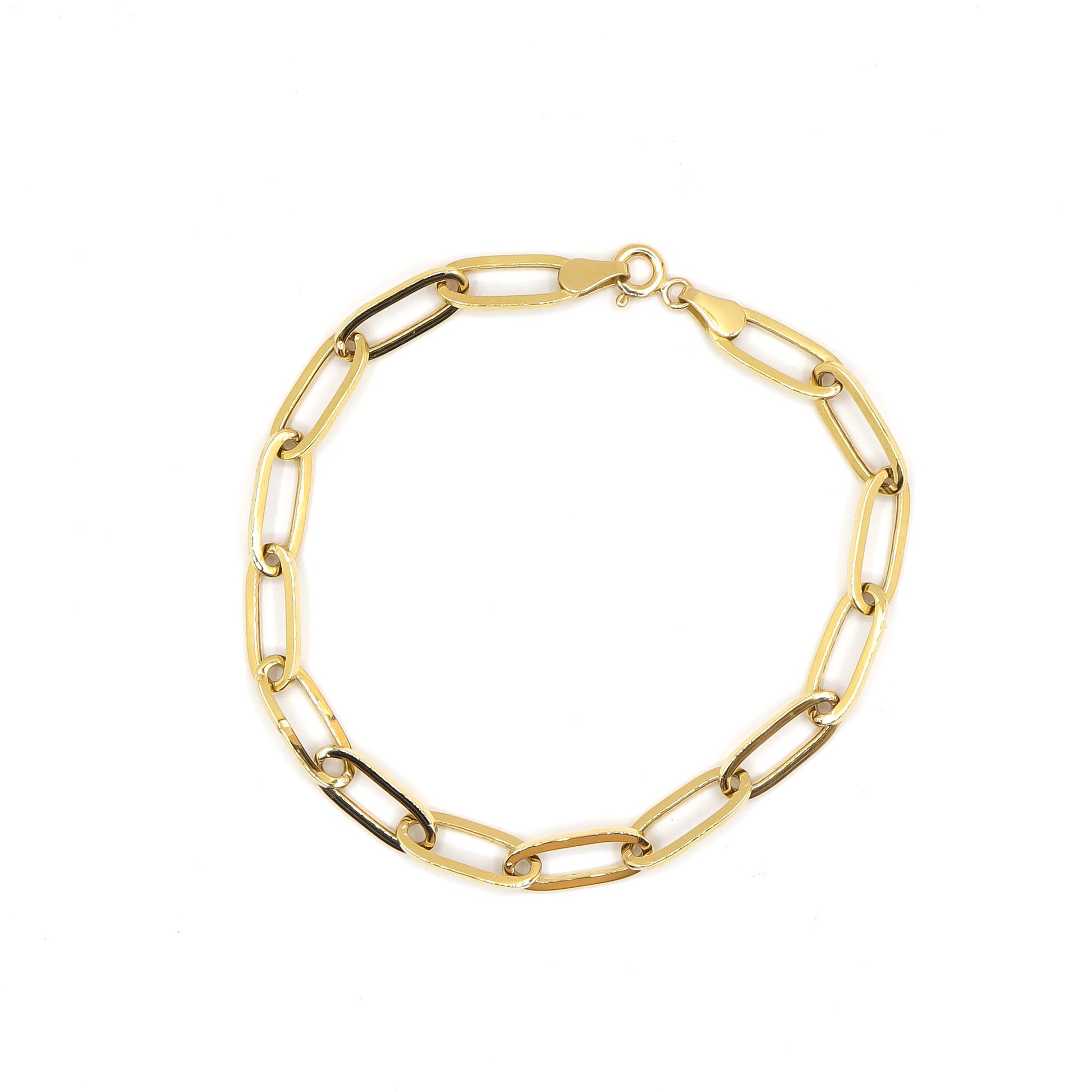 ROMALI 18K Solid Gold Big Paperclip Bracelet