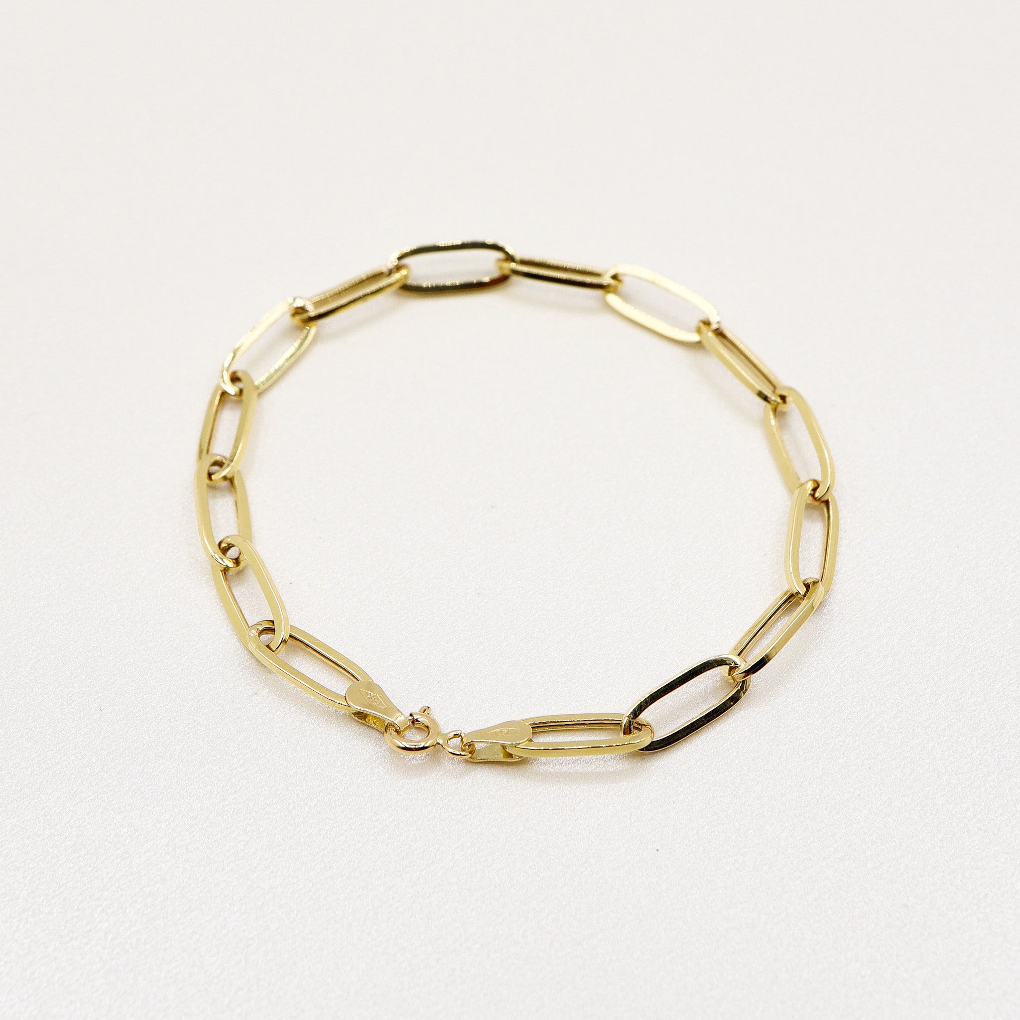 ROMALI 18K Solid Gold Big Paperclip Bracelet