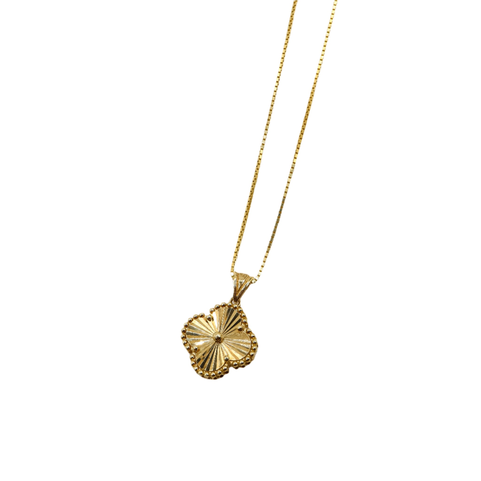 ROMALI 18K Solid Gold Clover Pendant Necklace