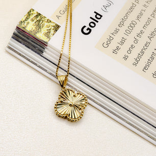 ROMALI 18K Solid Gold Clover Pendant Necklace