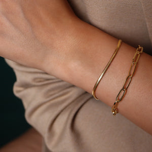 ROMALI 18K Solid Gold Thin Snake Bracelet