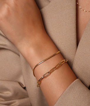 ROMALI 18K Gold-Plated Bold Paperclip Bracelet - ROMALI