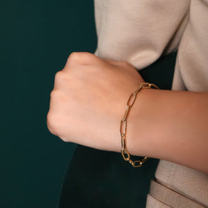 ROMALI 18K Solid Gold Big Paperclip Bracelet