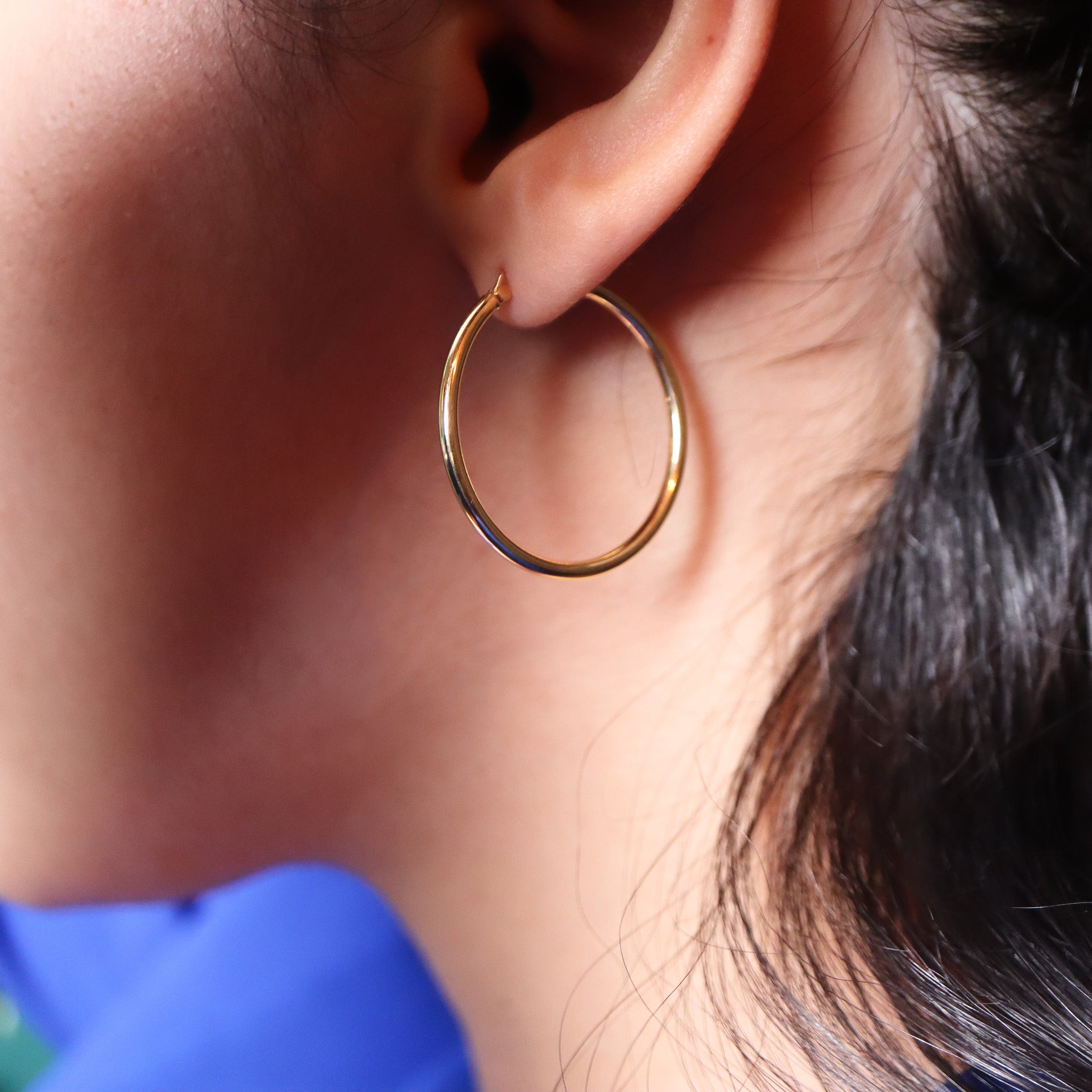 ROMALI 18K Solid Gold Sleek Hoops