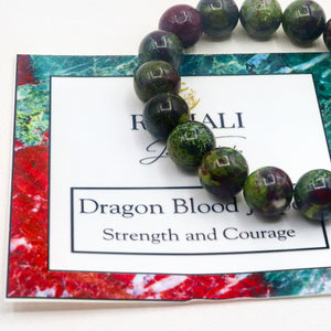 ROMALI Natural Dragon Blood Jasper Beaded Bracelet - Stone of Courage 10mm - ROMALI