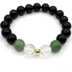 ROMALI Virgo Zodiac Beaded Bracelet - Clear Quartz & Green Jade - ROMALI