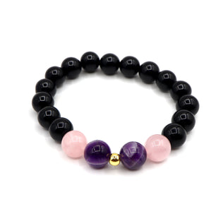 Pisces Zodiac Bracelet - Amethyst & Rose Quartz