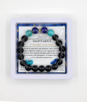 ROMALI Sagittarius Zodiac Beaded Bracelet - Turquoise & Lapis Lazuli - ROMALI
