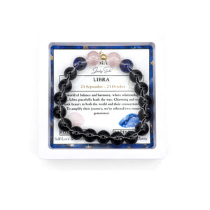 ROMALI Libra Zodiac Beaded Bracelet - Rose Quartz & Lapis Lazuli - ROMALI