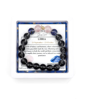 ROMALI Libra Zodiac Beaded Bracelet - Rose Quartz & Lapis Lazuli - ROMALI