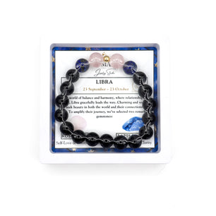 Libra Zodiac Bracelet - Rose Quartz & Lapis Lazuli