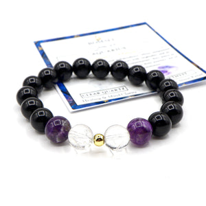 ROMALI Aquarius Zodiac Bracelet - Amethyst & Clear Quartz - ROMALI
