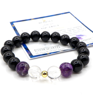 ROMALI Aquarius Zodiac Bracelet - Amethyst & Clear Quartz - ROMALI