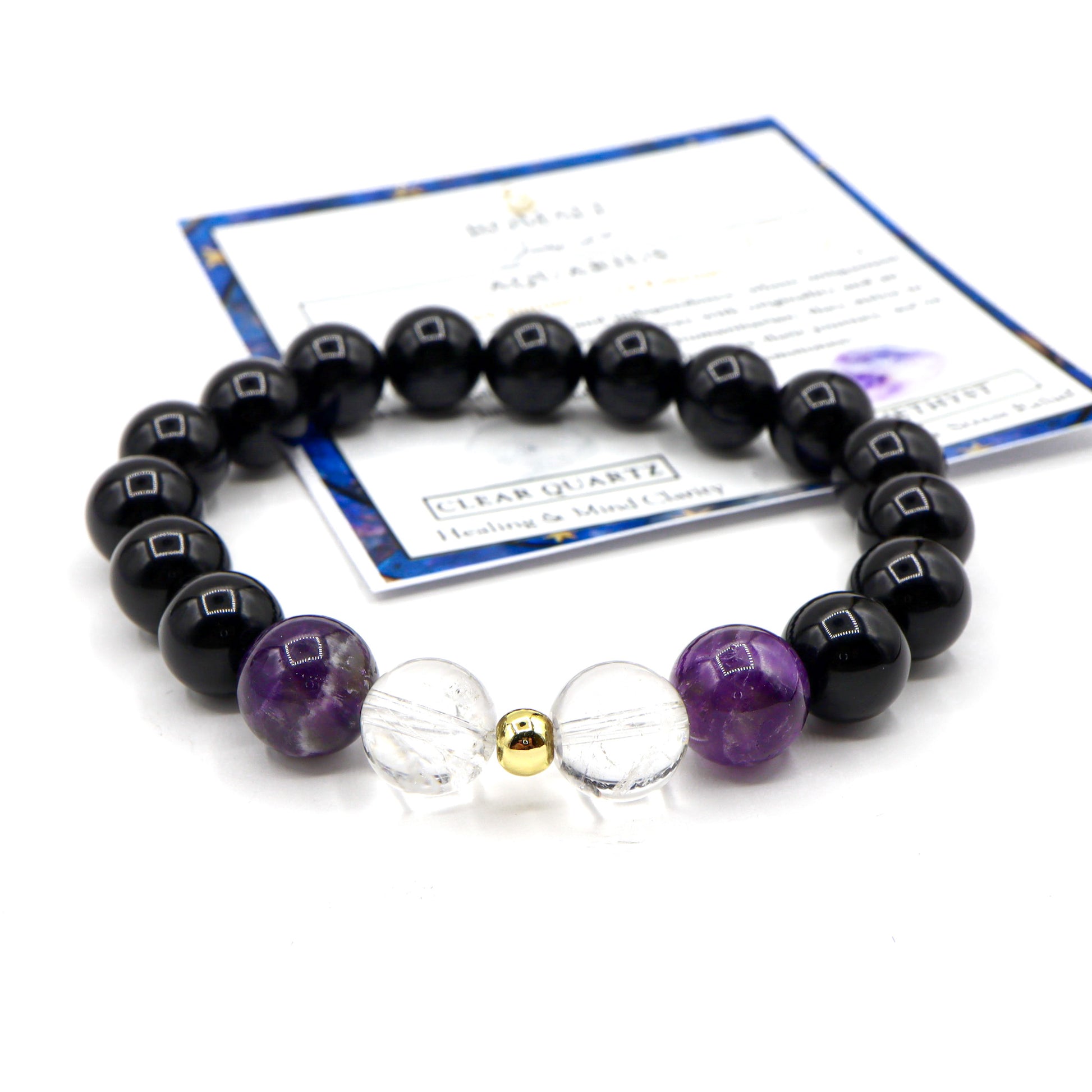 Aquarius Zodiac Bracelet - Amethyst & Clear Quartz