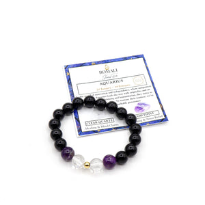 ROMALI Aquarius Zodiac Bracelet - Amethyst & Clear Quartz - ROMALI