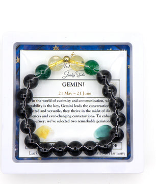 ROMALI Gemini Zodiac Beaded Bracelet - Green Jade & Citrine - ROMALI