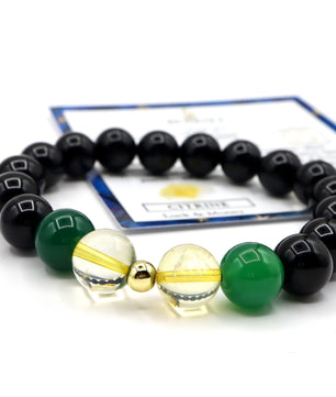 ROMALI Gemini Zodiac Beaded Bracelet - Green Jade & Citrine - ROMALI