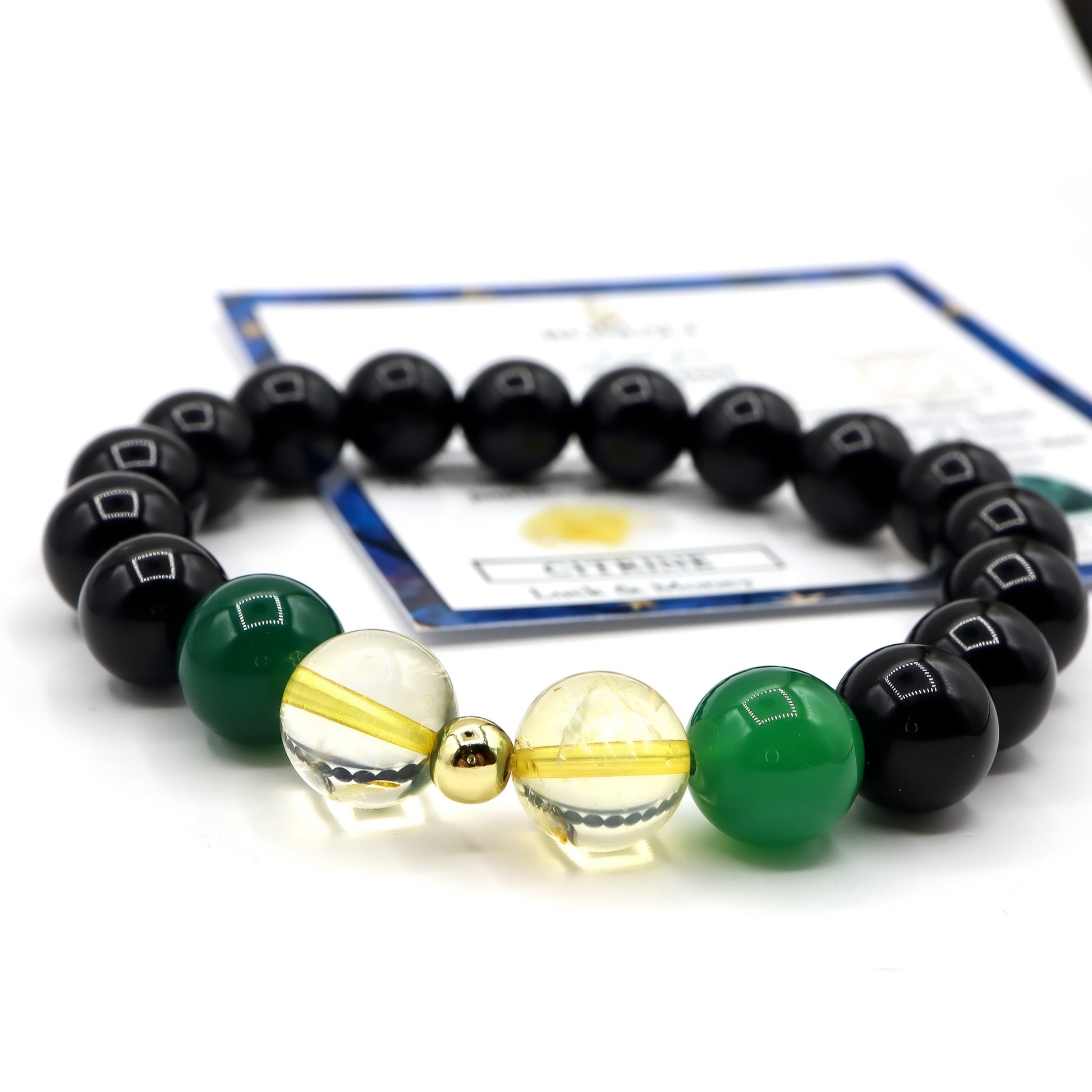 Gemini Zodiac Bracelet - Green Jade & Citrine