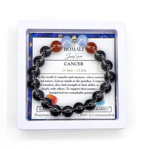 ROMALI Cancer Zodiac Bracelet - Carnelian & Aquamarine - ROMALI