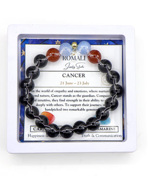 ROMALI Cancer Zodiac Bracelet - Carnelian & Aquamarine - ROMALI