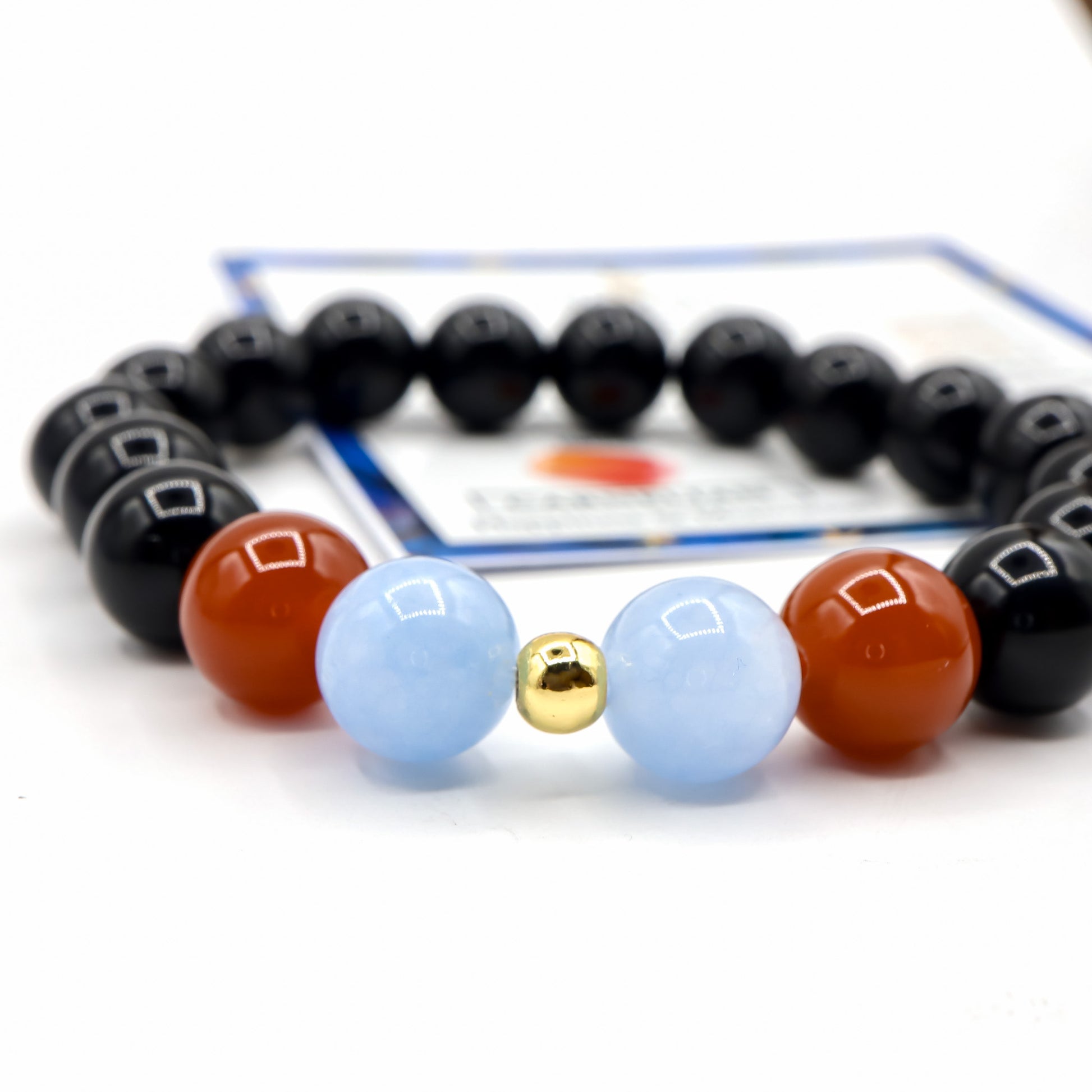 Cancer Zodiac Bracelet - Carnelian & Aquamarine