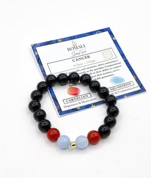 ROMALI Cancer Zodiac Bracelet - Carnelian & Aquamarine - ROMALI