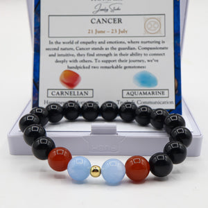 Cancer Zodiac Bracelet - Carnelian & Aquamarine