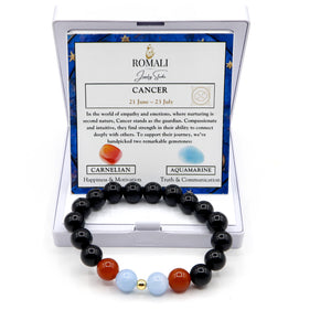 ROMALI Cancer Zodiac Bracelet - Carnelian & Aquamarine - ROMALI