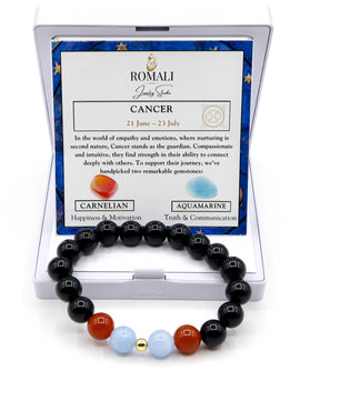 ROMALI Cancer Zodiac Bracelet - Carnelian & Aquamarine - ROMALI